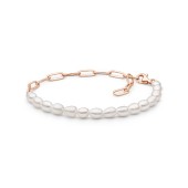 Bratara argint placata cu aur roz cu zale mari si perle naturale albe DiAmanti 252-38B-G
